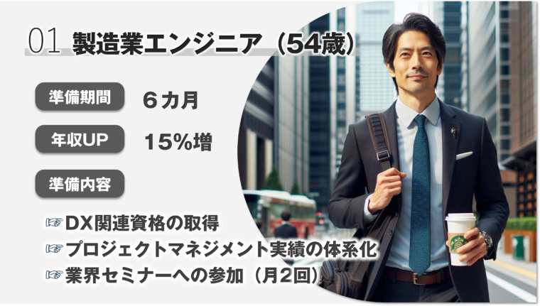 製造業エンジニア（54歳）の転職成功事例の図説