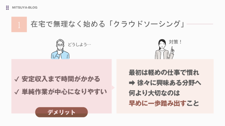 在宅で無理なく始める「クラウドソーシング」を定年後の働き方の選択肢にするデメリットと対策を図解で解説