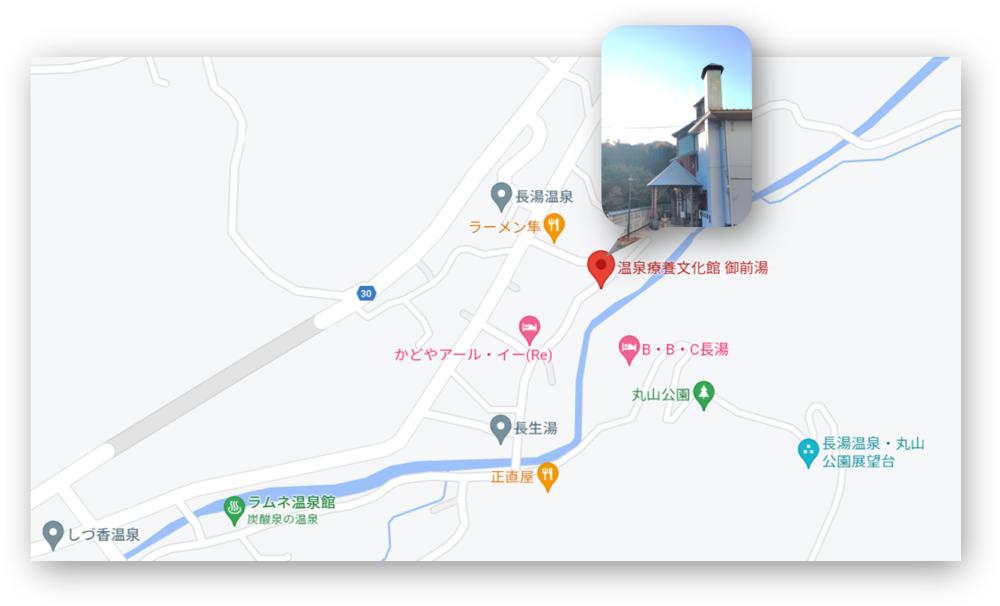 大分県竹田市：長湯温泉「御前湯」の所在地の地図