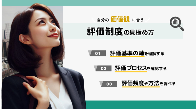 自分の価値観に合う評価制度の企業の３つの見極め方について図解で解説