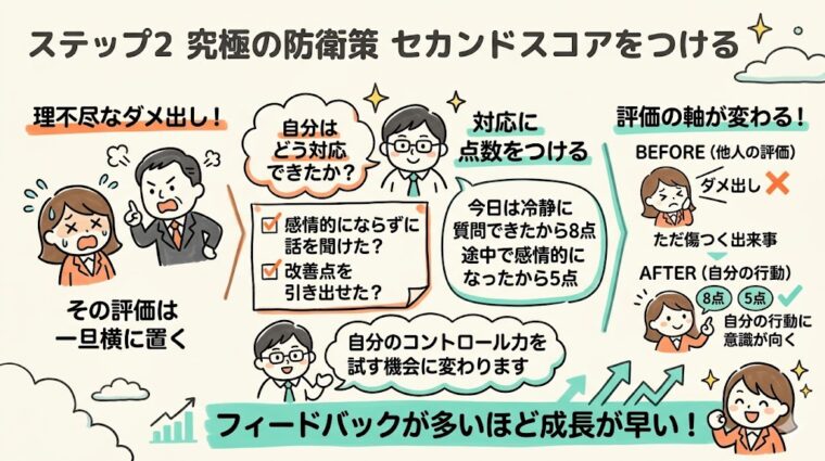 図解画像:他人の評価に振り回されない「セカンドスコア」の付け方と、自己コントロール力を高める方法の画像